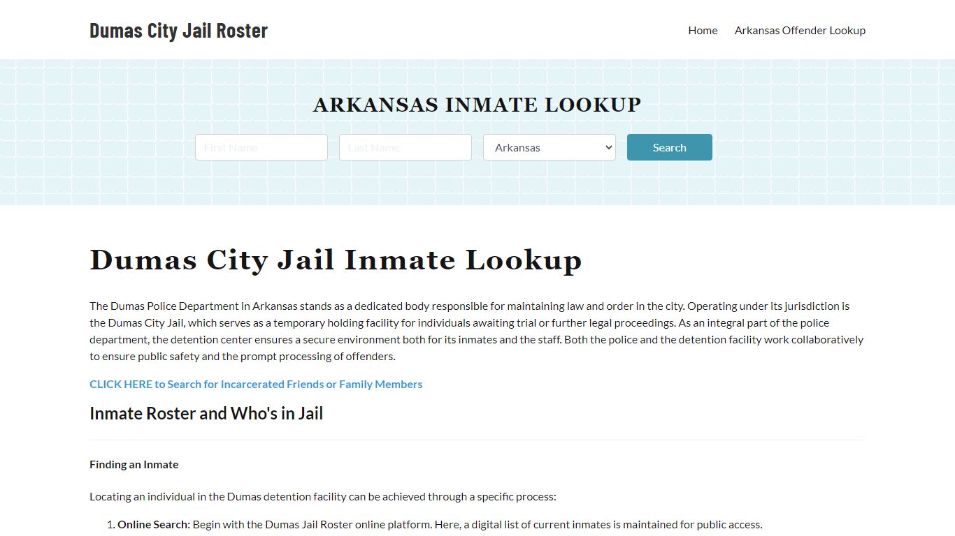 Dumas Police Department & City Jail, AR Inmate Roster, Arrests, Mugshots